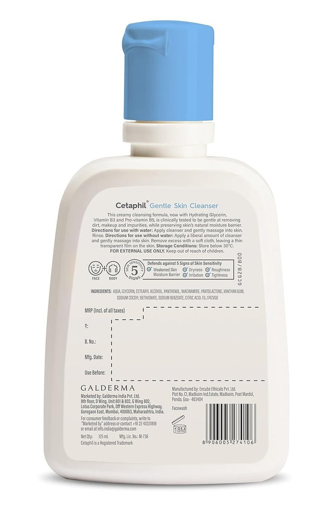 Cetaphil Gentle Skin Cleanser 125 ml  Back View