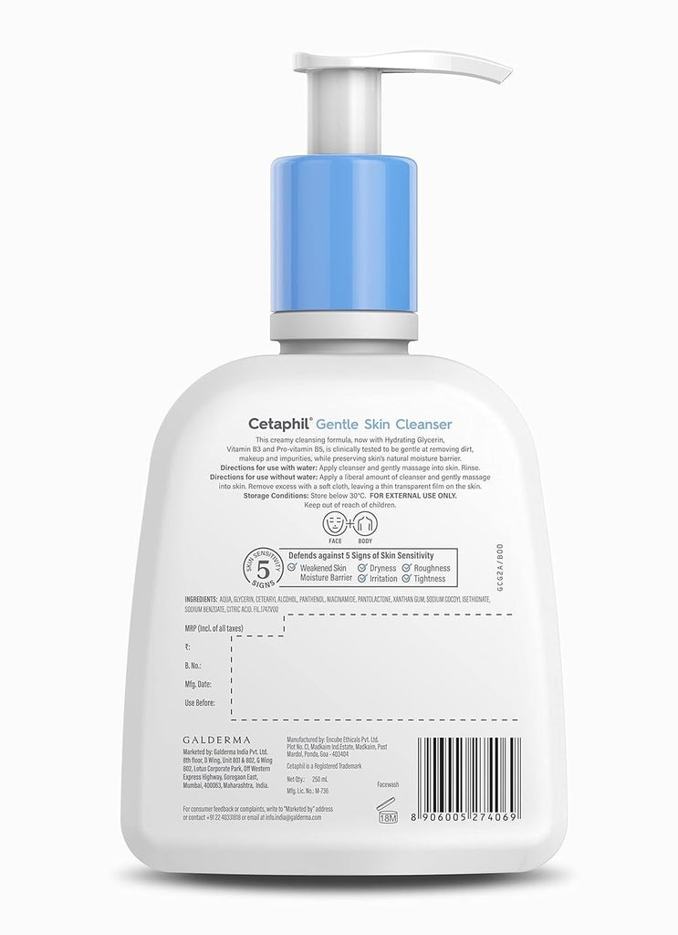 Back View of Cetaphil Gentle Skin Cleanser, 250ml