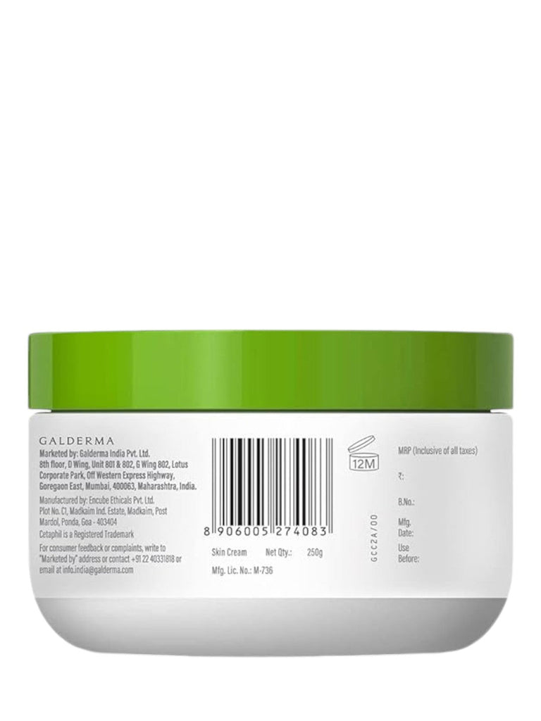 Barcode and product information on the back of Cetaphil Moisturizing Cream 250g tub