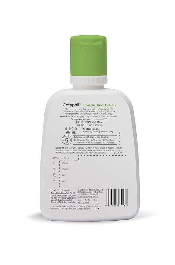 Back View of Cetaphil Moisturizing Lotion, 100ml