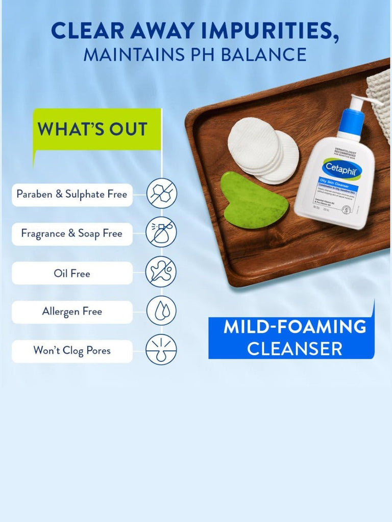 Cetaphil Oily Skin Cleanser for Acne-prone Skin, 250 ml- infographic view