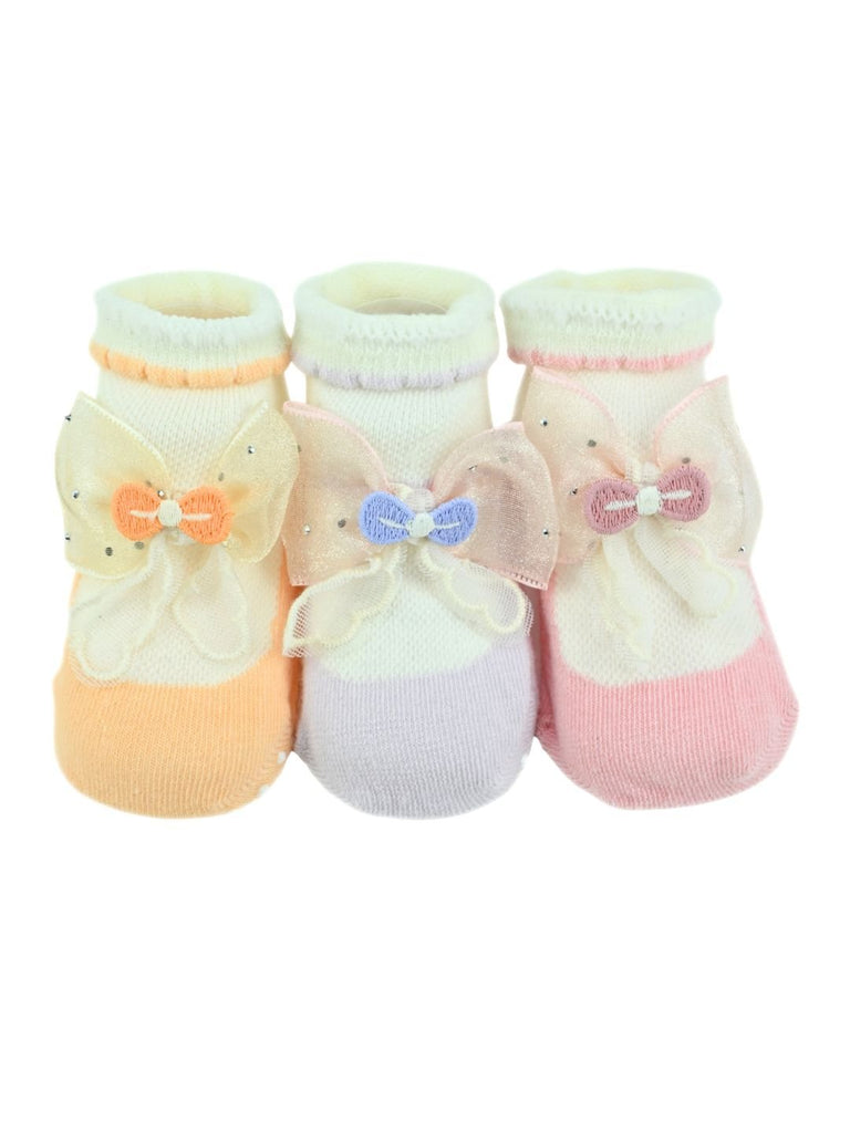 Charming Baby Cotton Socks with Bow Accent for Girls - Multi - Single View
