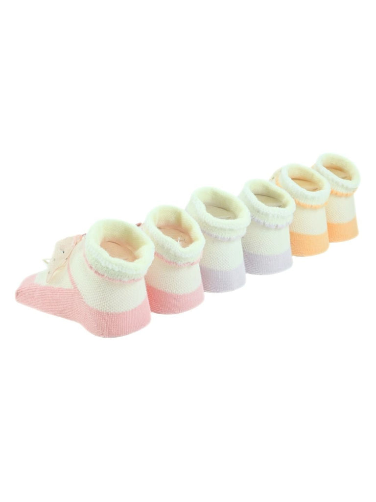 Charming Baby Cotton Socks with Bow Accent for Girls - Multi - Back View
