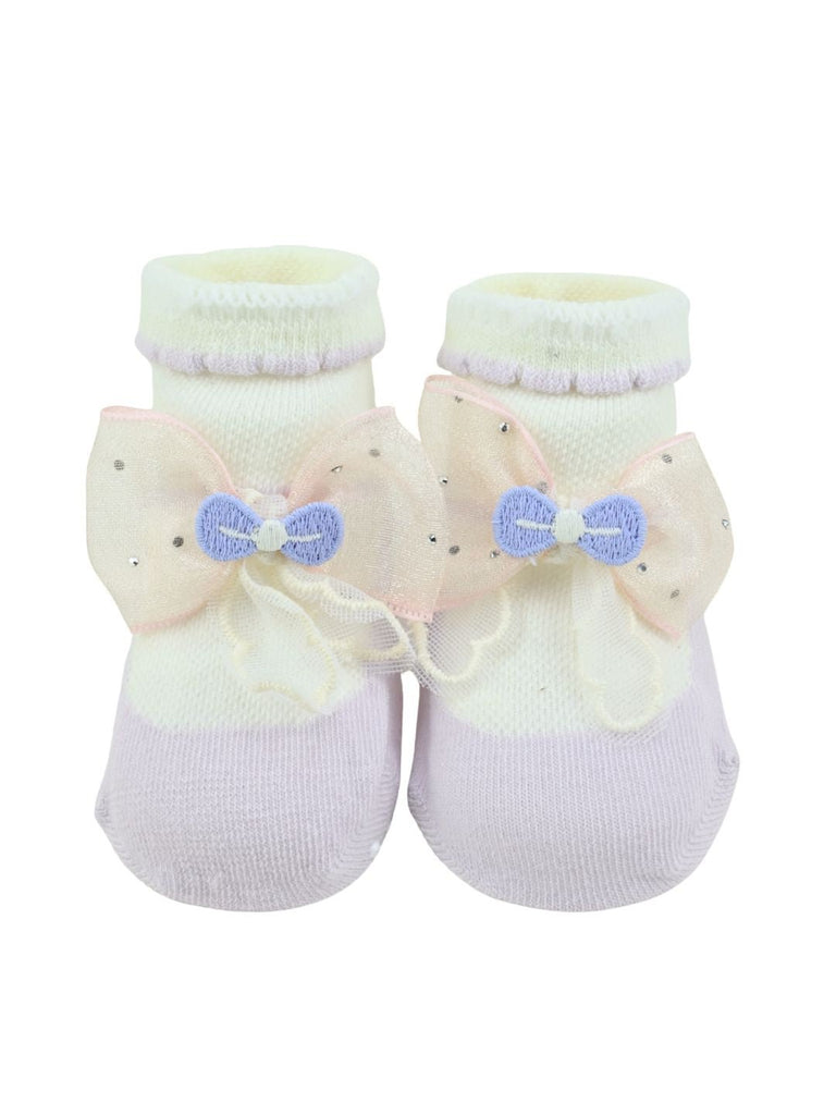 Charming Baby Cotton Socks with Bow Accent for Girls  - Purple - Front View