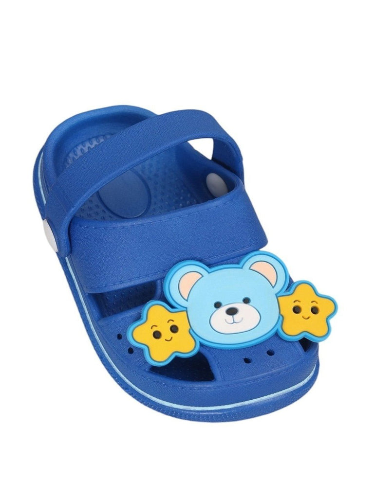 Yellow Bee Blue Bear Garden Clogs for Boys - Side Angle View