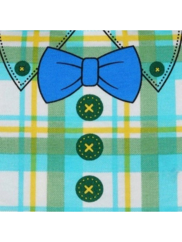 Close-up view of Charming Blue Bow Tie Baby Bib..