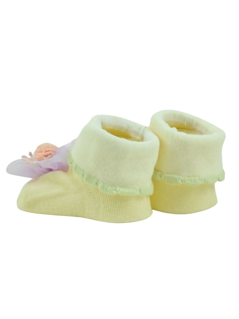 Charming 3D Floral Accent Baby Ankle Socks for Girls – Purple - Back View