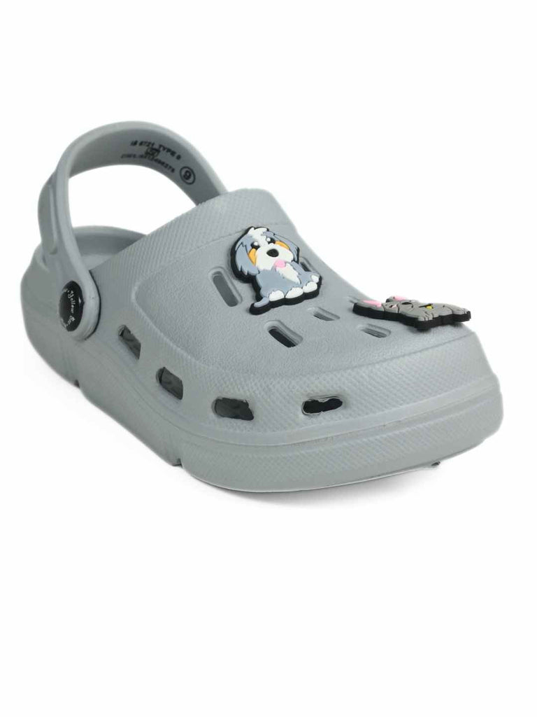 Charming Grey Clogs with Puppy Pals Charms for Boys-Angle View