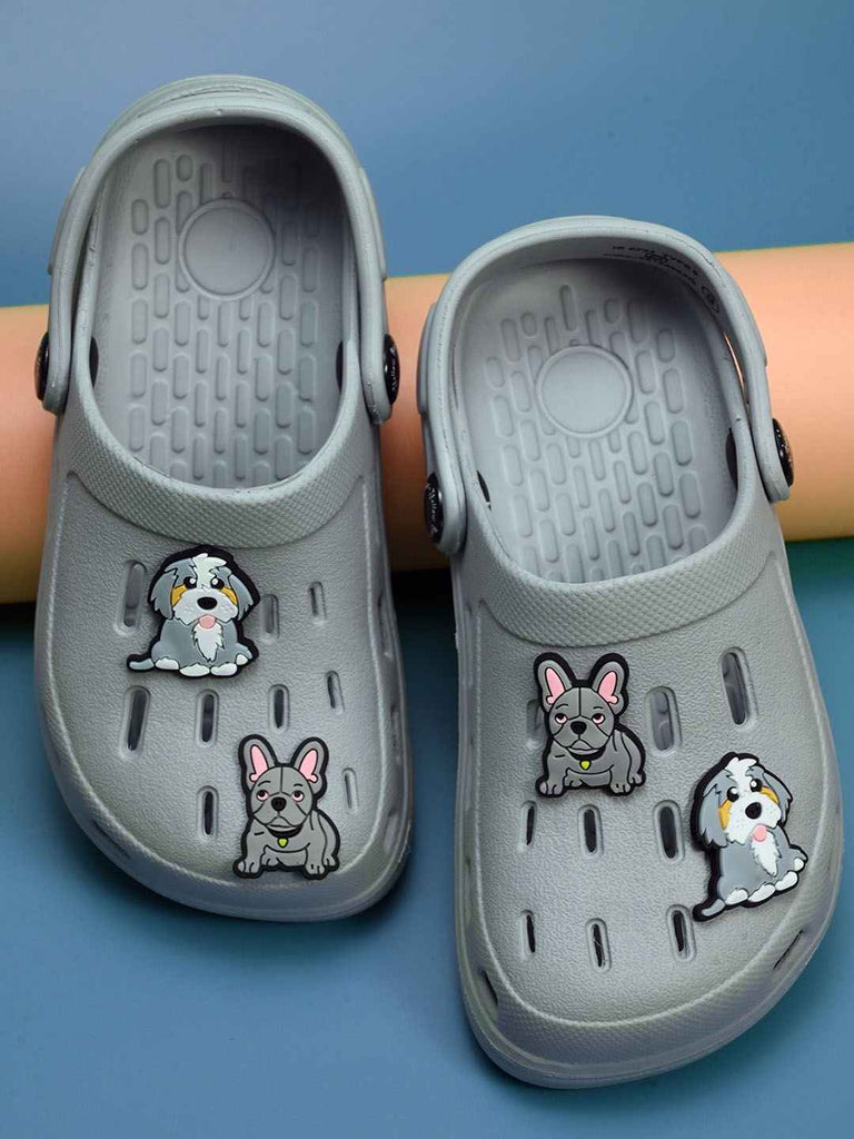 Charming Grey Clogs with Puppy Pals Charms for Boys-Creative view