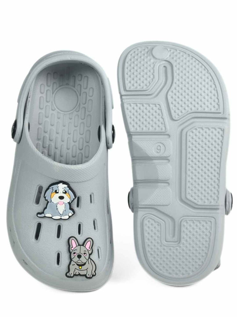 Charming_Grey_Clogs_with_Puppy_Pals_Charms_for_Boys-Front & Back_View