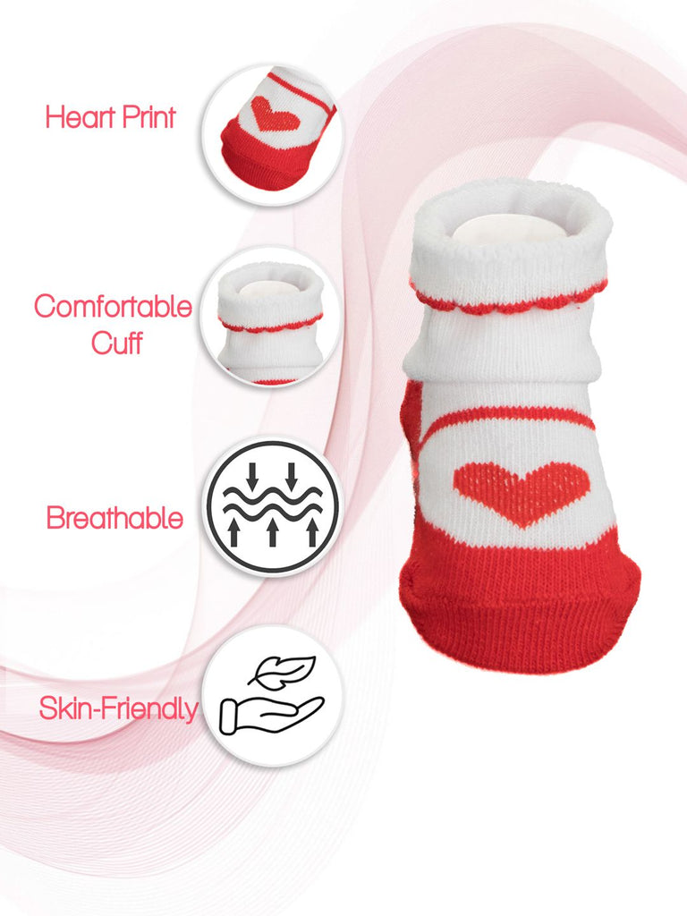 Close-up of Girl's Heart Sock showing Comfortable Cuff