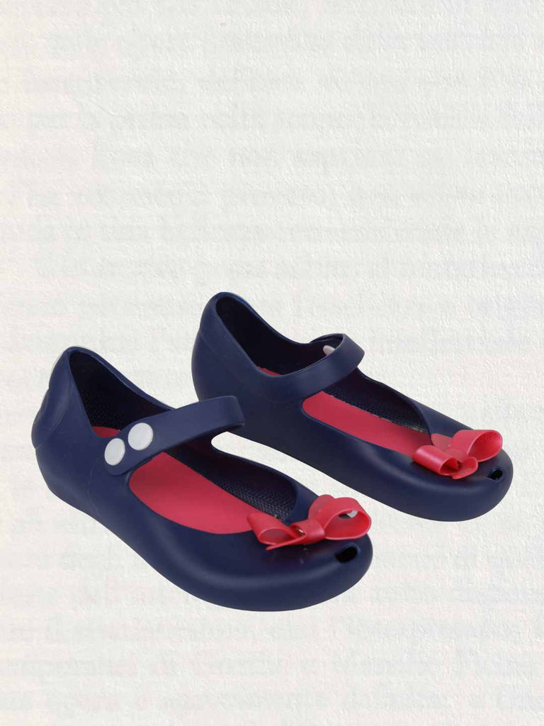 Charming Mary Jane Shoes with Elegant Pink Bow for Girls – Navy-Creative View