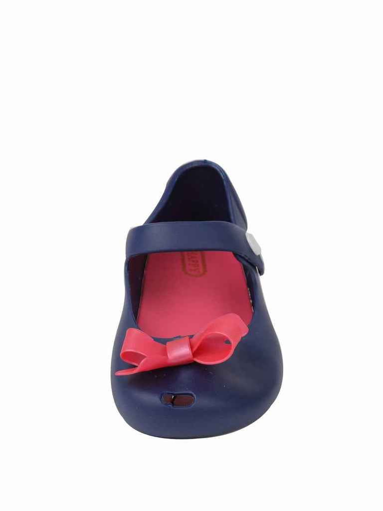 Charming Mary Jane Shoes with Elegant Pink Bow for Girls – Navy-Front View