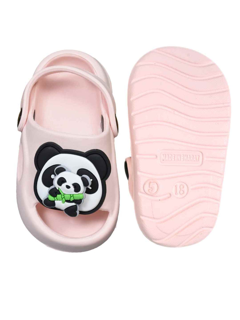 Charming Panda & Bamboo Rotating Charms Clogs for Girls- Pink-Front & Back View