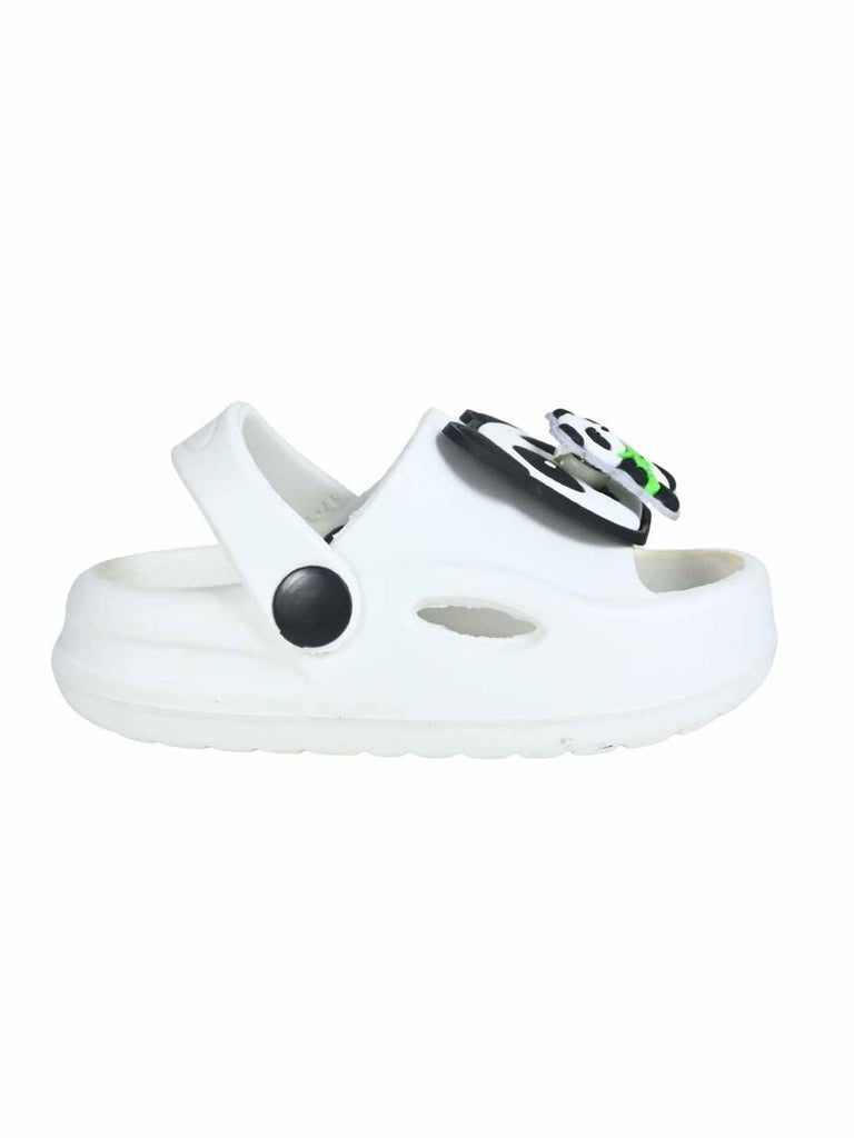 Charming Panda & Bamboo Rotating Charms Clogs for Girls- White  Side View