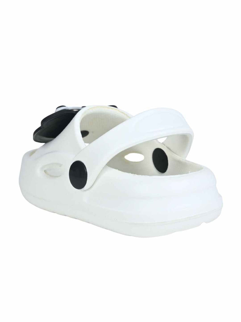 Charming Panda & Bamboo Rotating Charms Clogs for Girls- White  Back View