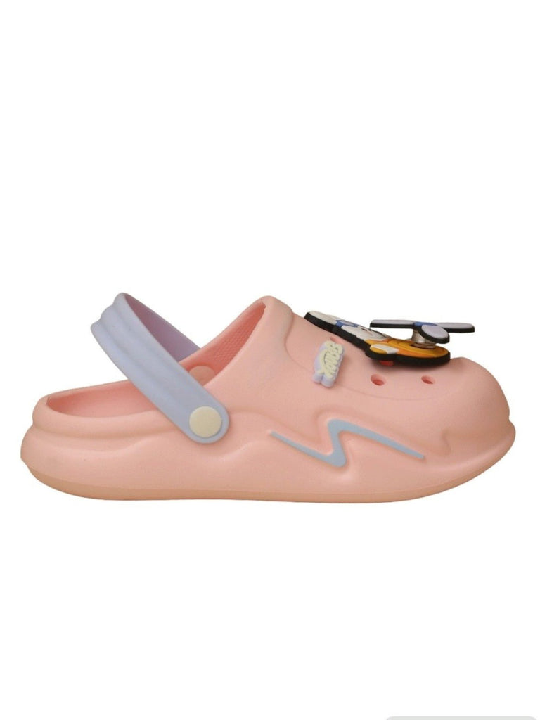 Yellow Bee Pink Cartoon Airplane Clogs for Girls - Side Angle View