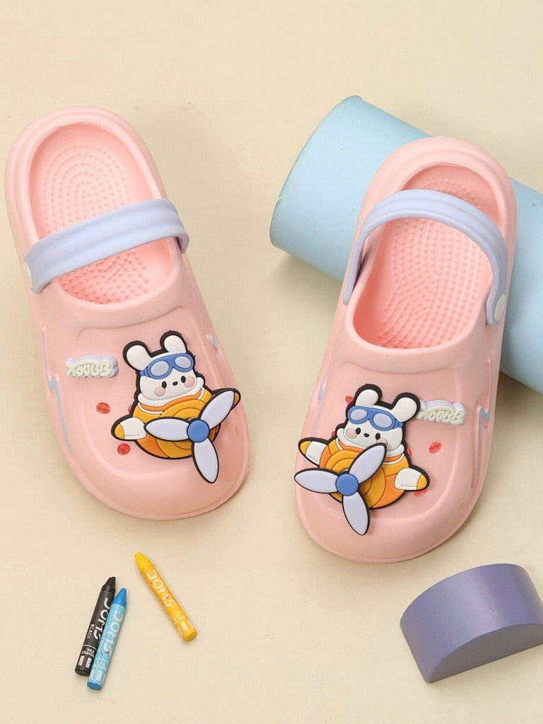 Yellow Bee Pink Cartoon Airplane Clogs for Girls - Creative View