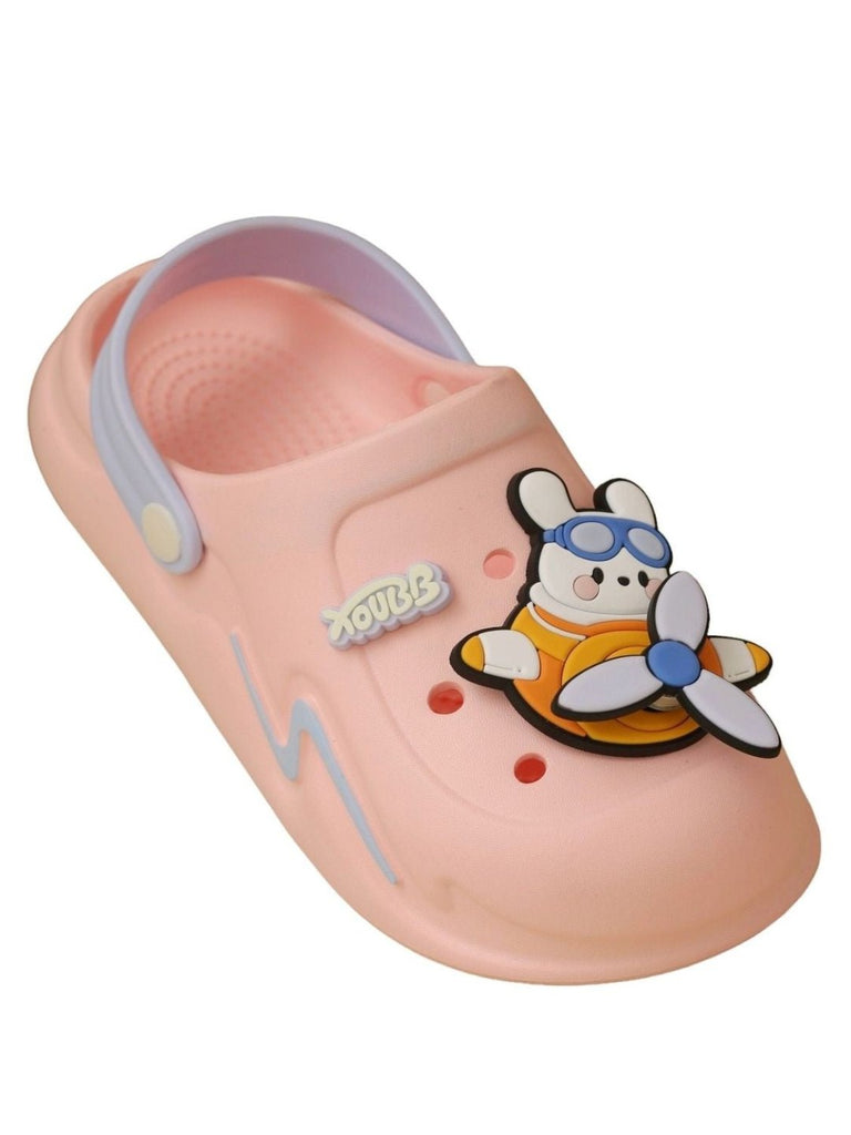 Yellow Bee Pink Cartoon Airplane Clogs for Girls - Side View