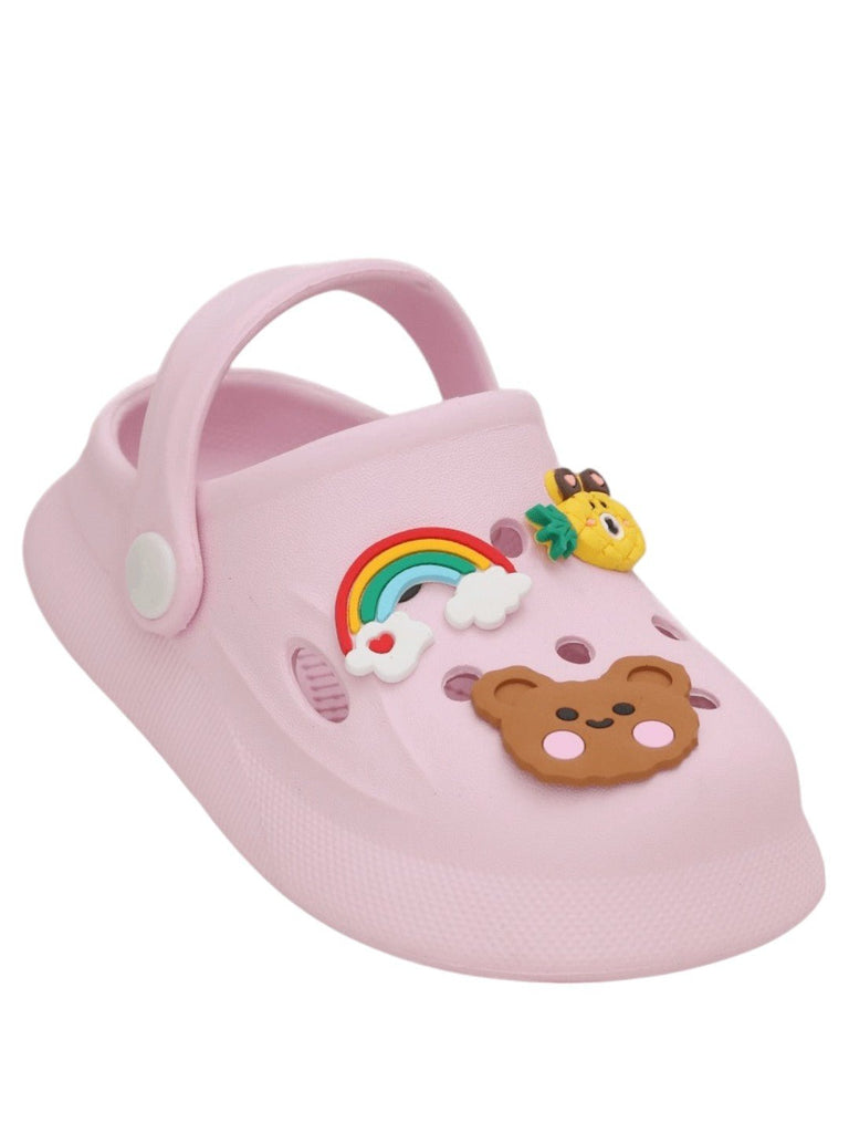 Charming Pink Critter Clogs for Kids - Adorable & Comfortable! Assorted Motif Clogs-Angle view