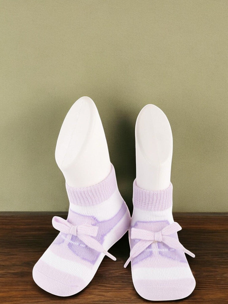 Baby’s Purple Ballet Style Socks with Bow Accent