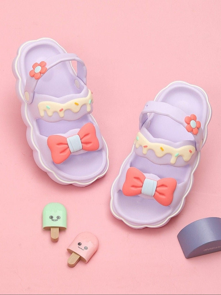 Charming Purple Bow Cake Sandals for Girls by Yellow Bee - Creative View