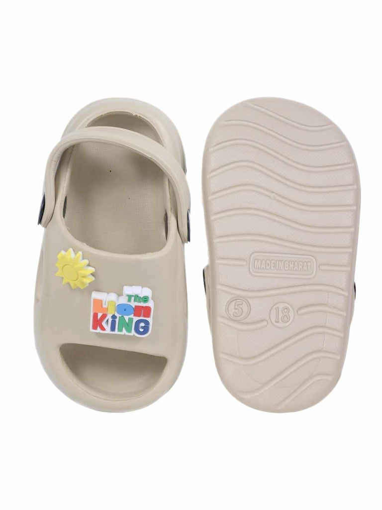 Charming Simba with Sun & Logo Charms Sandals for Boys – Beige - Front & Back View