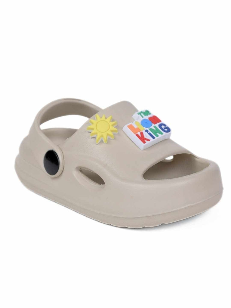Charming Simba with Sun & Logo Charms Sandals for Boys – Beige - Angle View