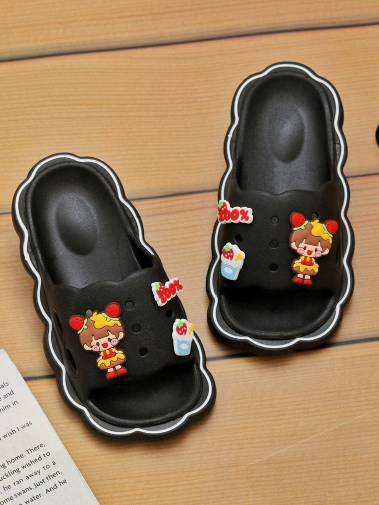 Creative display of Charming Sleek Black Sliders with Fun Cartoon Decorations for Girls