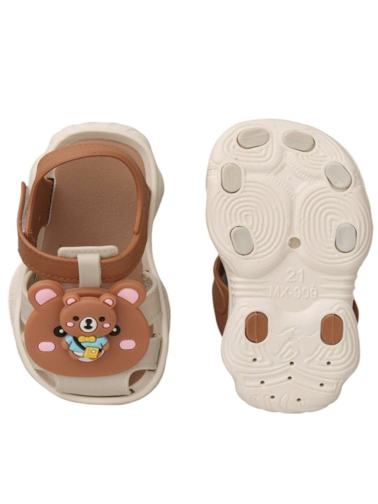 Yellow Bee Charming Teddy Bear Sandals For Boys - Front and Back View