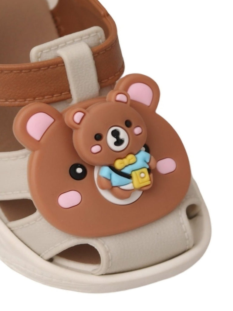 Yellow Bee Charming Teddy Bear Sandals For Boys - Close up  View