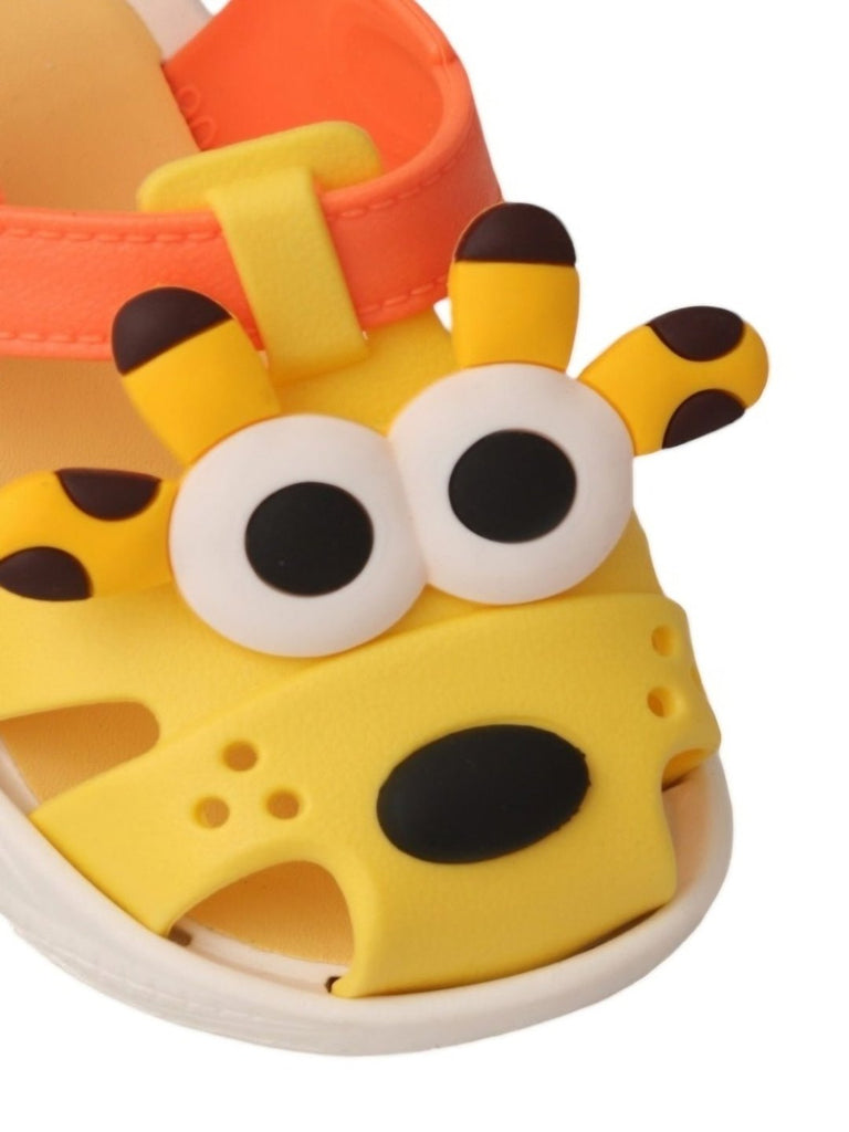 Yellow Bee Charming Tiger Themed Sandals For Boys - Close up  View