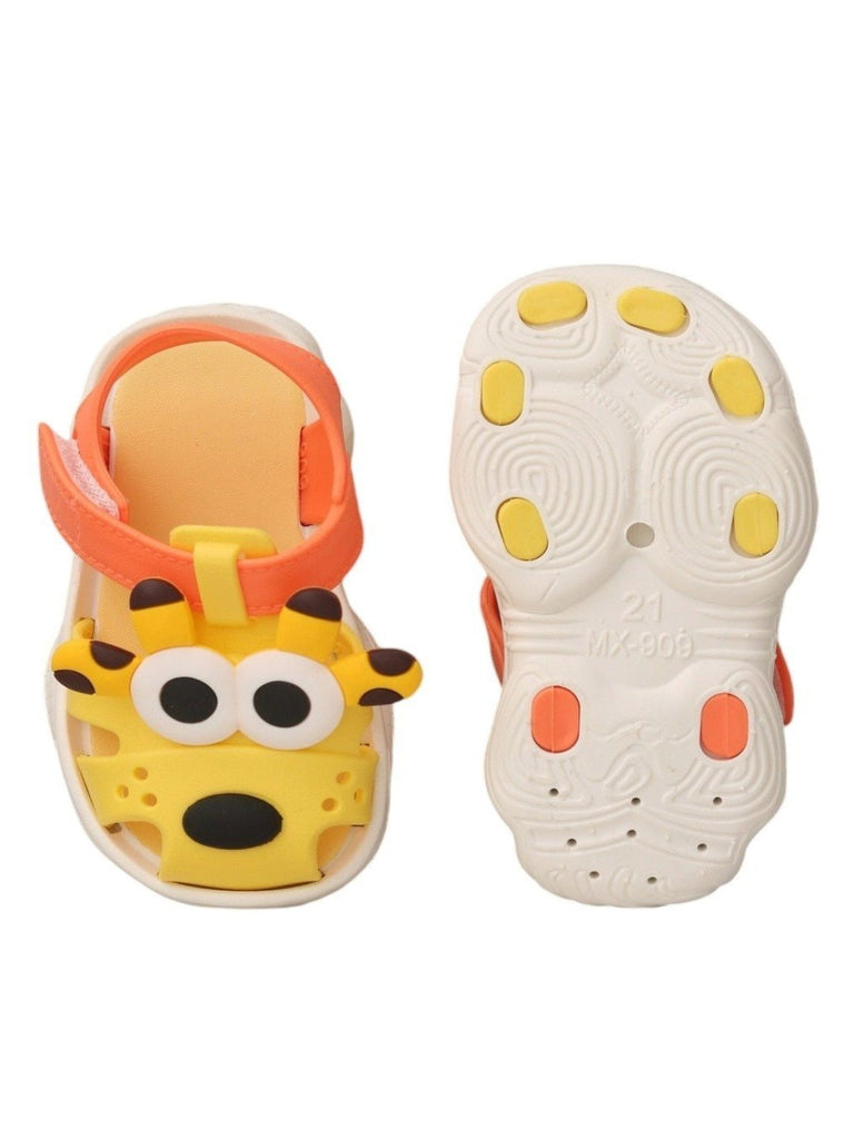 Yellow Bee Charming Tiger Themed Sandals For Boys - Front and Back View