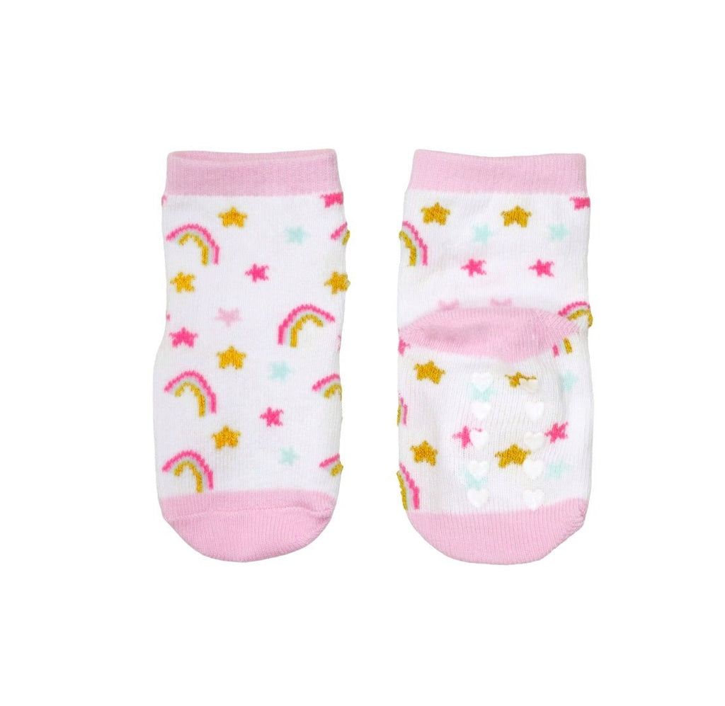 Yellow Bee Rainbow Printed Socks For baby girl in Pink Color.