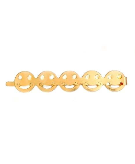 Yellow Bee's golden hair clips, including Smiley Design.