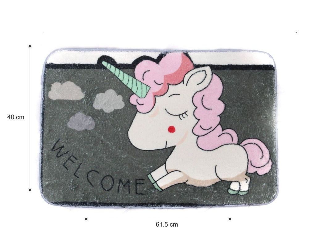 Yellow Bee Multicolour Unicorn Doormat Placed in a Home Setting