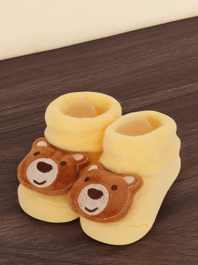 Cheerful Bear Baby Socks - Warm Yellow