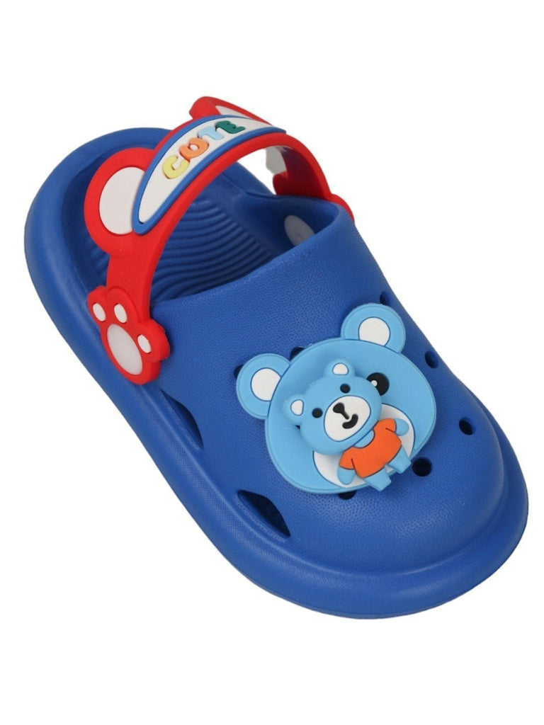 Angle view of Cheerful Blue Bear Clogs for Boys by Yellow Bee