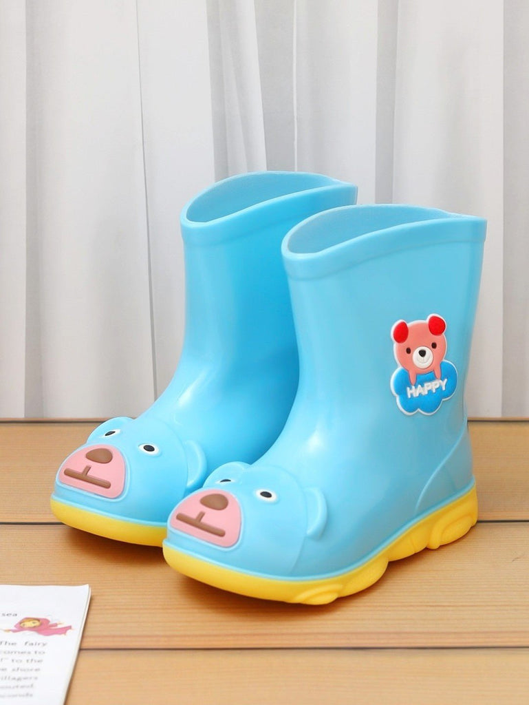 Creativity display of Cheerful Blue Bear Themed Rain Boots for Boys 