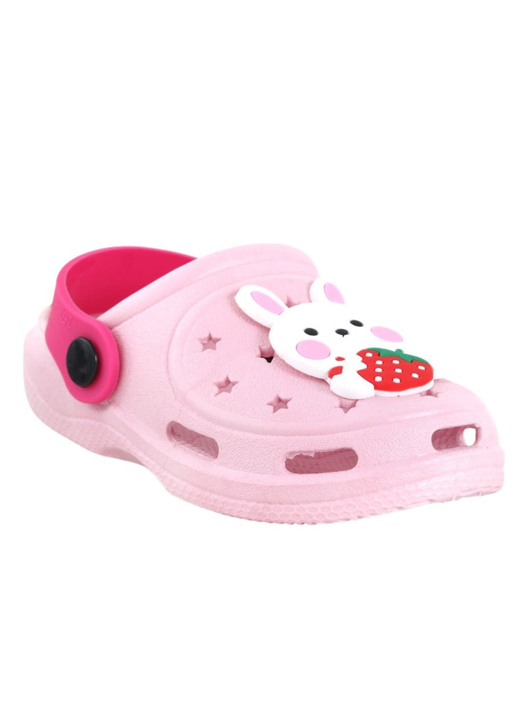 Cheerful Bunny & Strawberry Pink Clogs for Kids - Hop into Comfort-Angle view