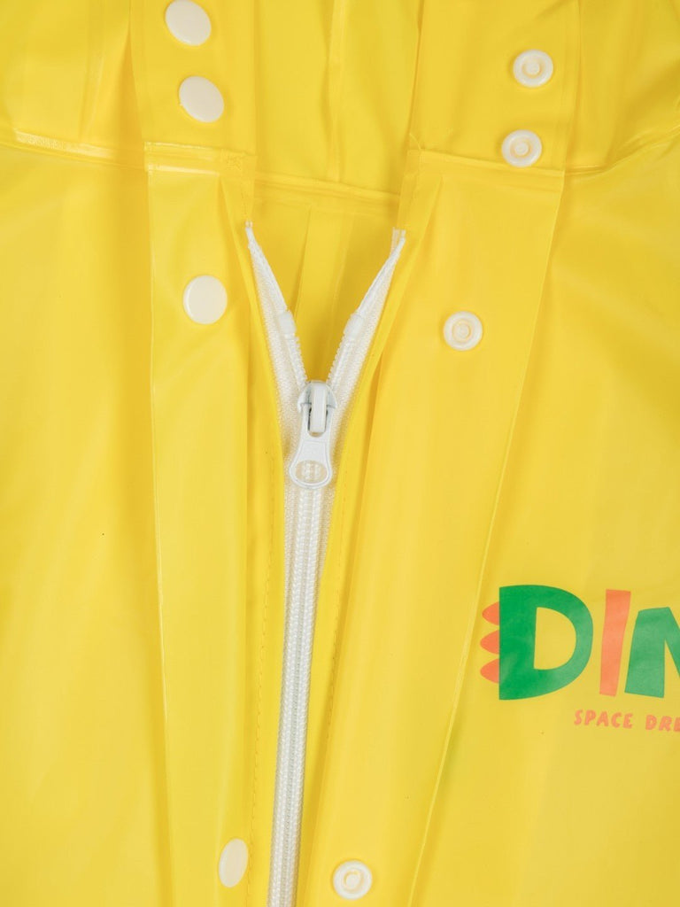 Top view of the dinosaur-themed waterproof raincoat for boys by Yellow Bee, ideal for showcasing the full design and functionality.