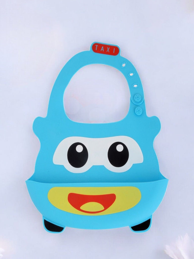 Cheerful Monster Blue Waterproof Bib with Crumb Catcher For Boys- creative view