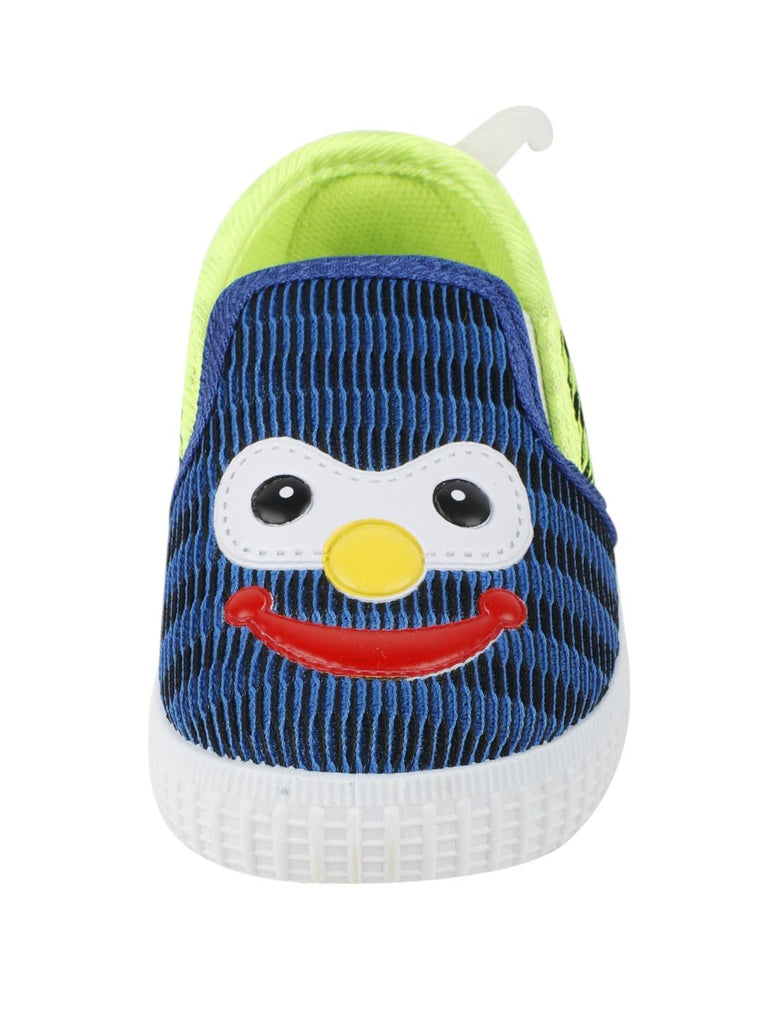 Blue and Green Shoes with Cheerful Smiley Design For Boys- Close up view