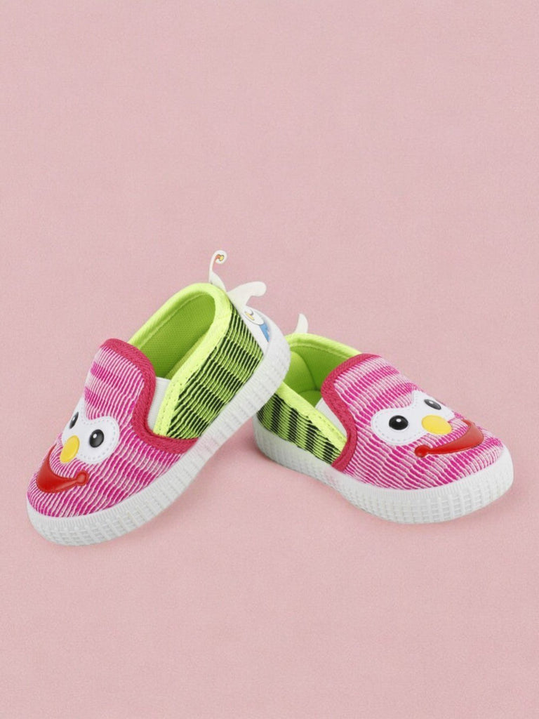 Cheerful Smiley Face Bright Pink and Green Shoes for Girls- Creative view