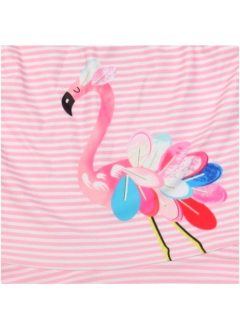 Chic Flamingo Fantasy Pink One-Piece Swimsuit for Women-Close up view