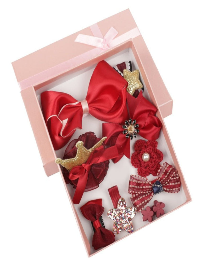 Set Of Red Hair Clips by Yellow Bee for girls.