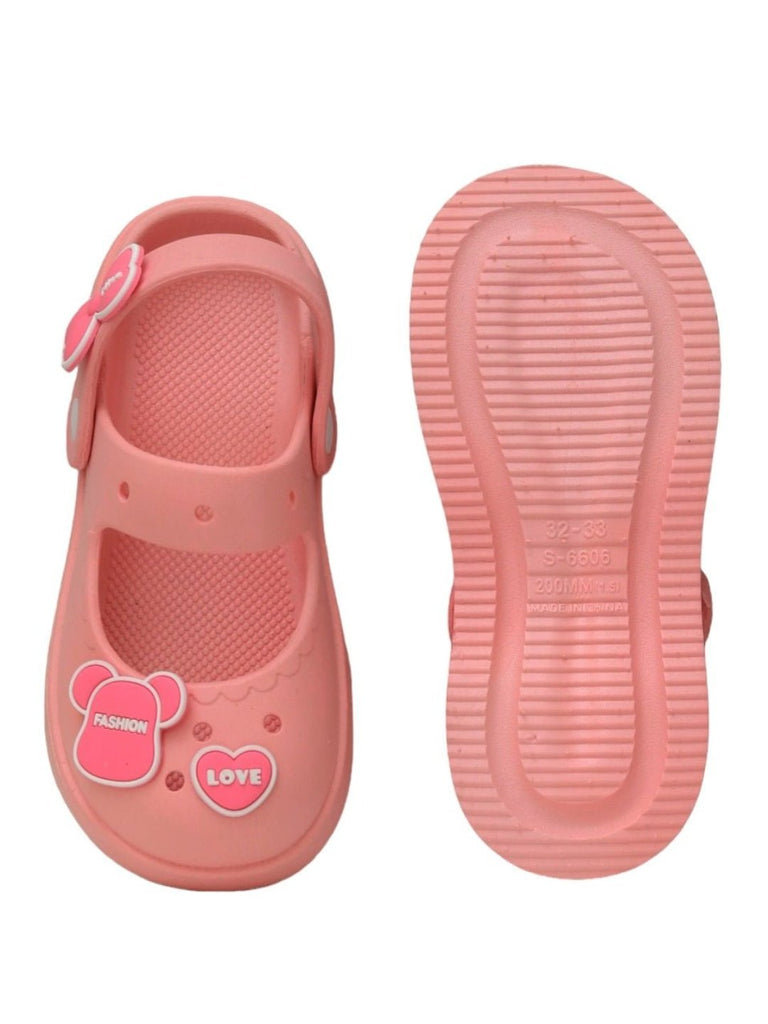 Front and back view of Chic Love Sandals for Girls in Soft Pink