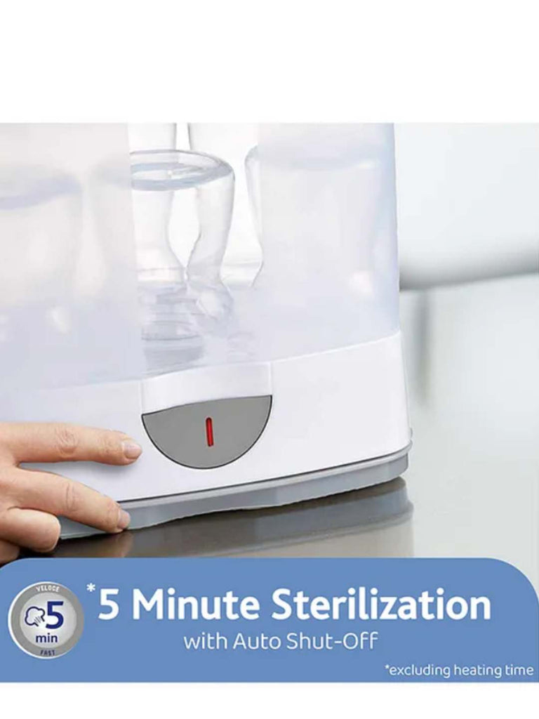Chicco Baby Feeding Bottle Sterilizer 2 in 1 for 6 Bottles & Accessories - White- 5 min sterilization