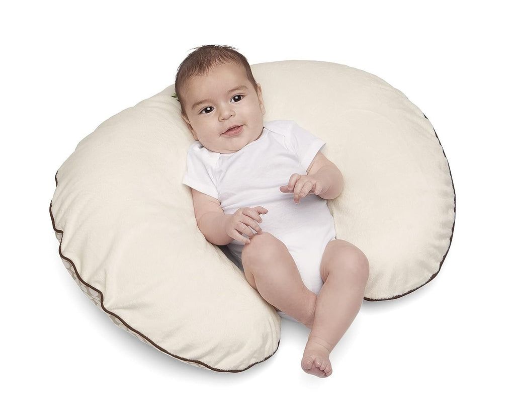 Top view of Chicco Boppy Feeding Pillow with Slipcover in Cream Life Tree design.