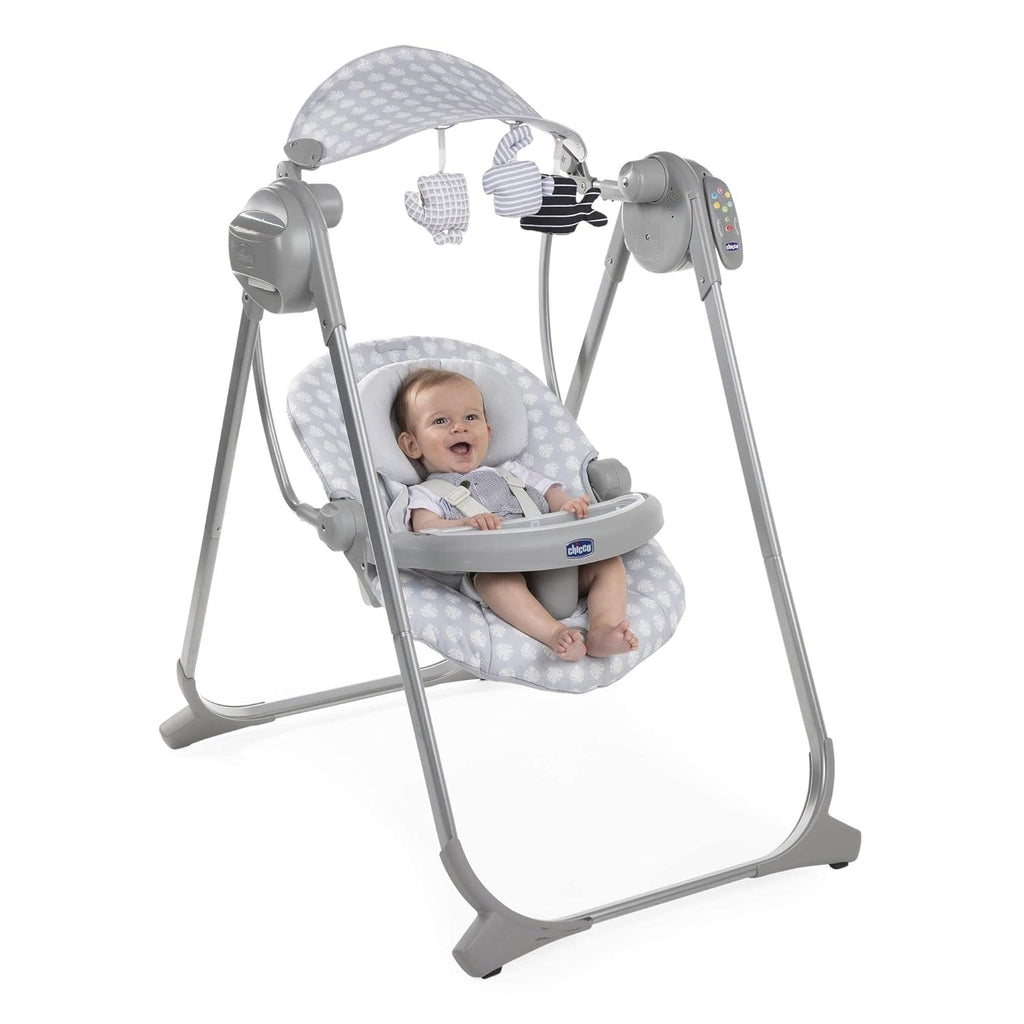 Baby enjoying the Chicco Swing Relax & Play, demonstrating the comfort and entertainment features in action.